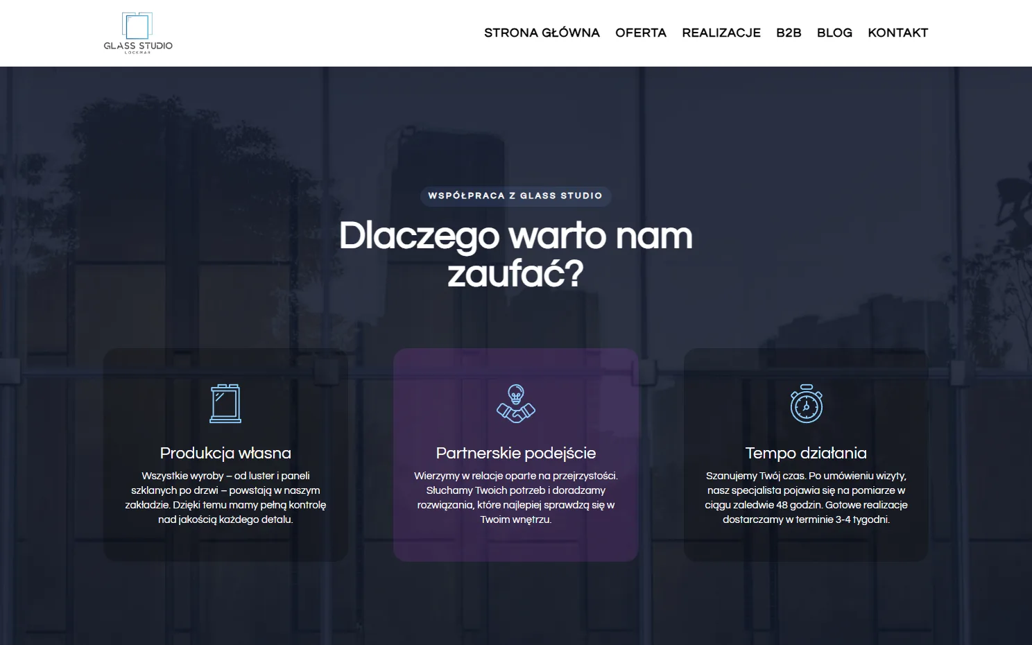 Realizacja strony internetowej - Lockmar Glass Studio, widok 4