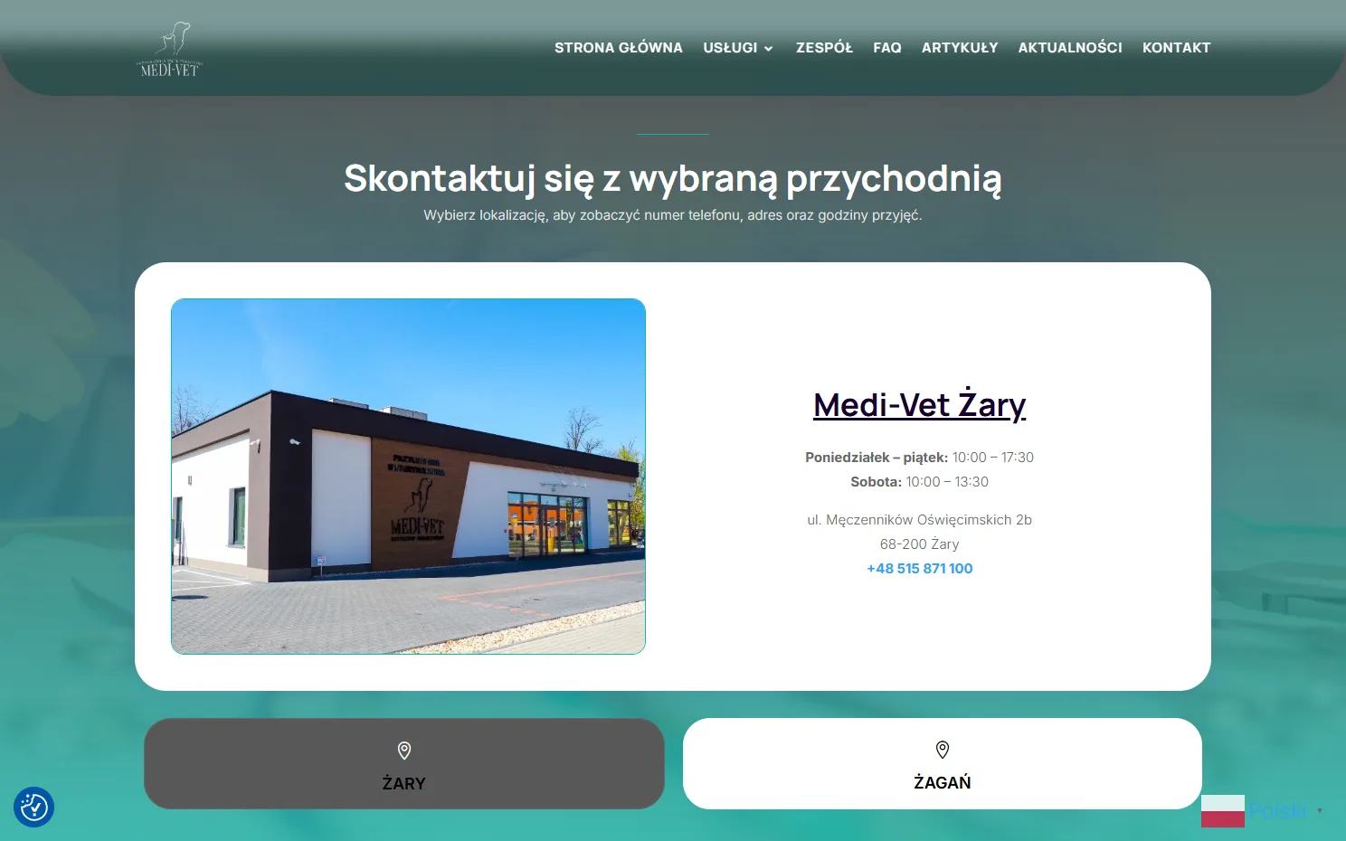 Realizacja strony internetowej - Przychodnia Medi-Vet, widok 3