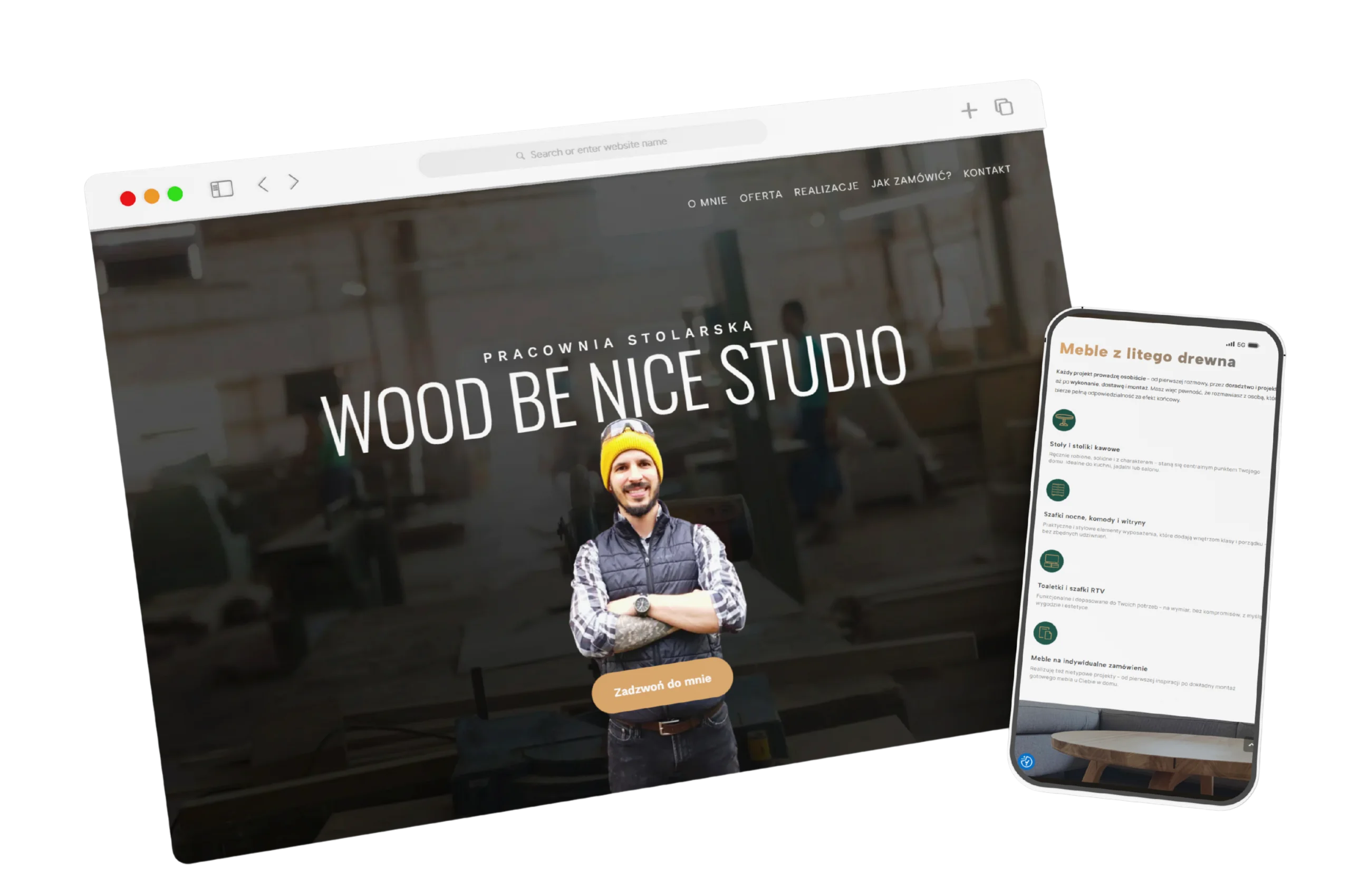 Realizacja strony internetowej - Wood be nice studio