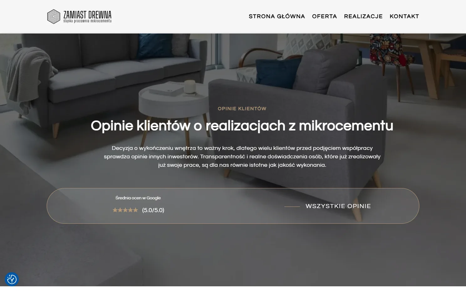 Realizacja strony internetowej - Zamiast Drewna, widok 2