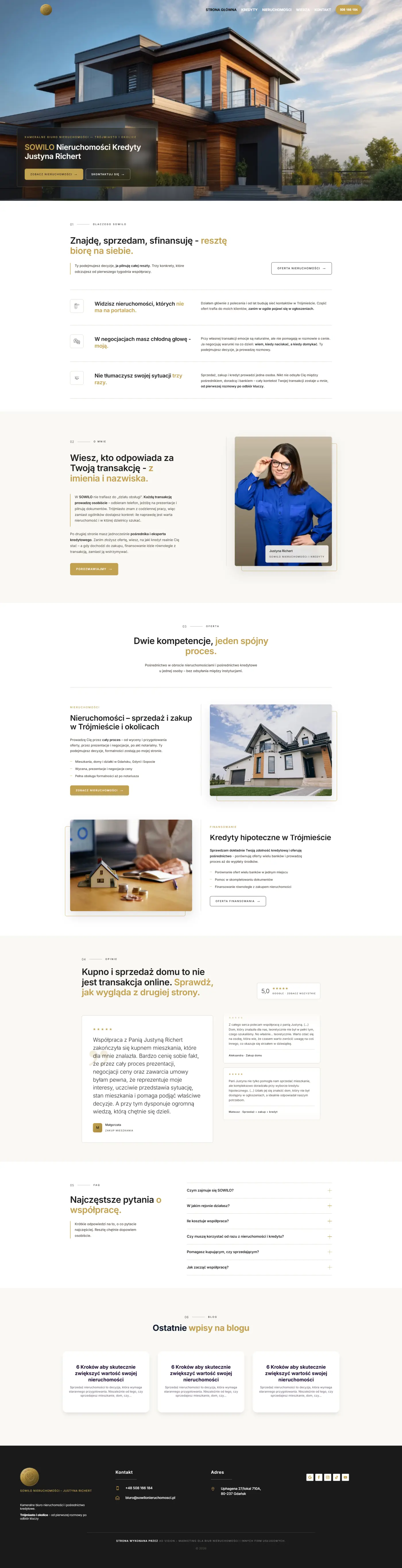 Strona internetowa firmy Sowilo Nieruchomości zbudowana przez Ad Vision